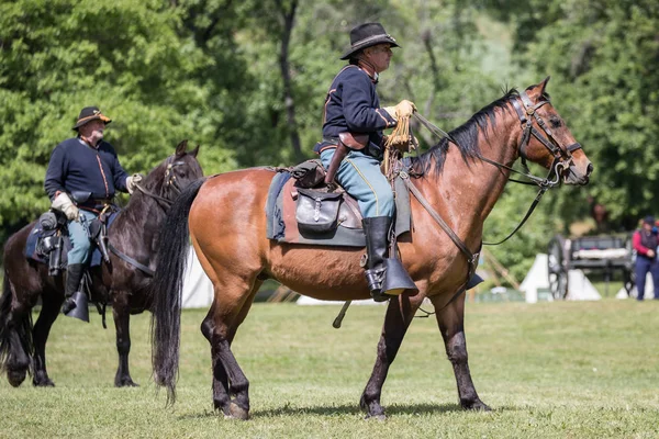 Amerikanska Inbördeskriget Rekonstruktioner Aktion Vid Evenemanget Hund Röda Bluff Kalifornien — Stockfoto