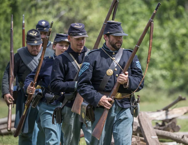 Rievocatori Della Guerra Civile Americana Azione All Evento Dog Island — Foto Stock