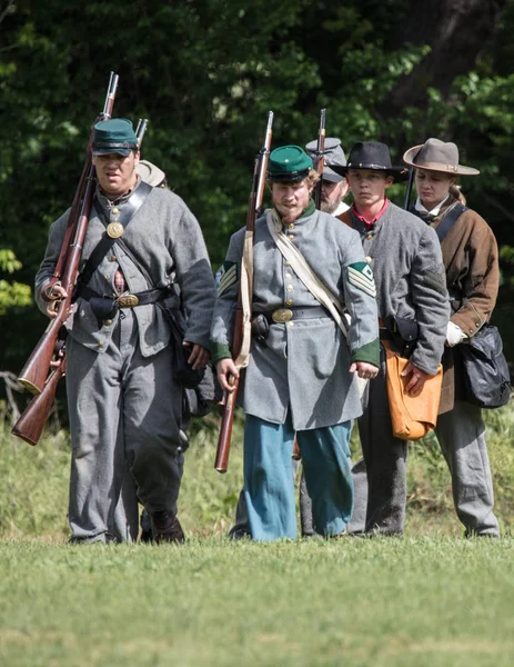 Des Reconstitutions Guerre Sécession Américaine Action Lors Événement Dog Island — Photo