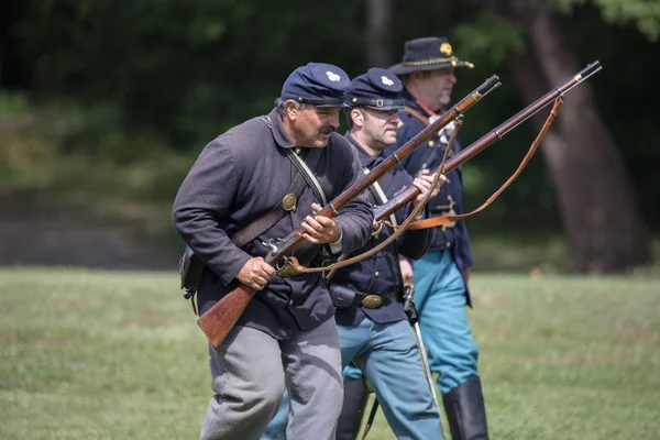 Rievocatori Della Guerra Civile Americana Azione All Evento Dog Island — Foto Stock