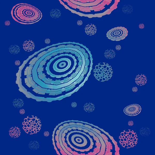 シームレスな円や楕円パターン ブルー ターコイズ ピンク バイオレット — ストック写真