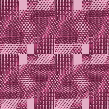 Seamless intricate waffle-weave pattern pink red violet clipart