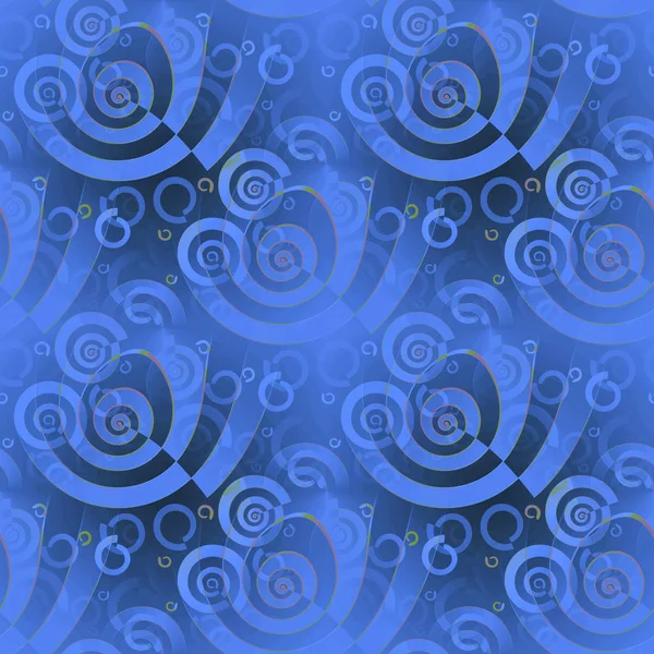 Seamless spirals pattern blue gray overlaying blurred — Stock Photo, Image