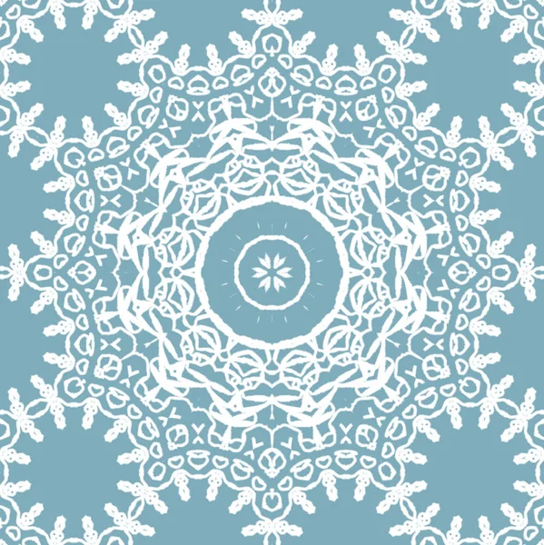 Ornamento círculo sin costuras blanco azul gris patrón de encaje —  Fotos de Stock