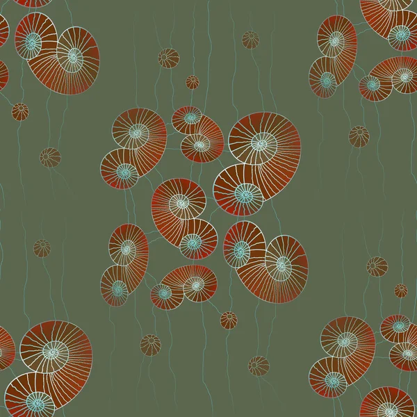 Bezszwowe spirale i okręgi wzór czerwony brązowy jasny szary khaki — Zdjęcie stockowe