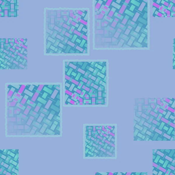 四角形バイオレット パープル ターコイズ グリーンとシームレスな正方形パターン — ストック写真