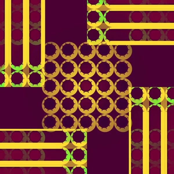 Regularne koncentrycznych okręgów i paski wzór zielony złoto żółte fioletowy — Zdjęcie stockowe