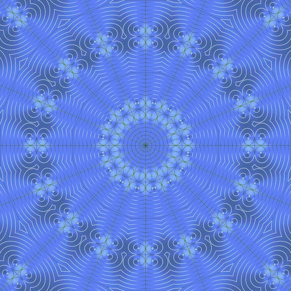 Рунд орнамент з спіралями синьо-сірий — стокове фото
