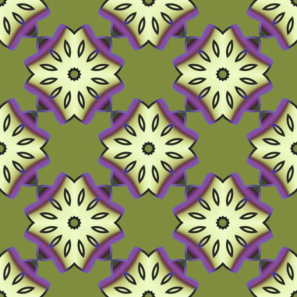 Bezszwowe streszczenie kwiaty fioletowe olive green przesunięte — Zdjęcie stockowe
