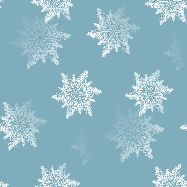 Abstracte naadloze sneeuwvlokken patroon wit blauw grijs wazig — Stockfoto