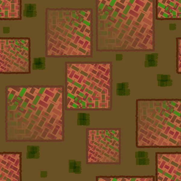 Wzór kwadratów z prostokątów czerwony brązowy zielony — Zdjęcie stockowe