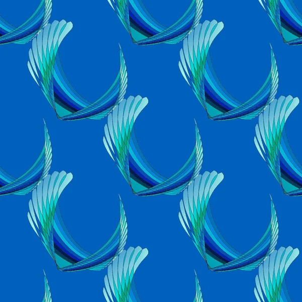 Pravidelné zakřivené pruhy vzor modrá zelená tyrkysová šikmo — Stock fotografie
