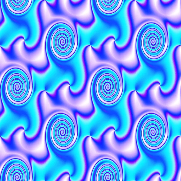 Seamless spirals pattern with wavy lines turquoise dark blue purple dimensional shiny — Stock Photo, Image