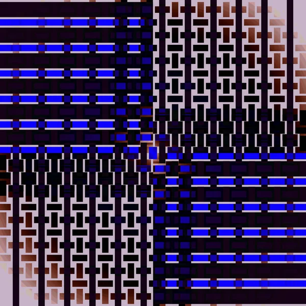 일반 사각형 패턴 진한 파란색 갈색 검정과 베이지색 이동 — 스톡 사진