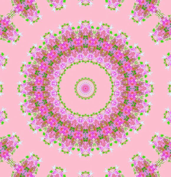 Αφηρημένο floral κόσμημα γύρο βιολετί μοβ έντονο πράσινο λευκό ροζ — Φωτογραφία Αρχείου