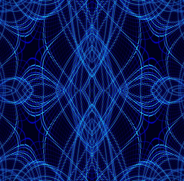 Regular ellipses and diamond pattern with dark blue outlines on black