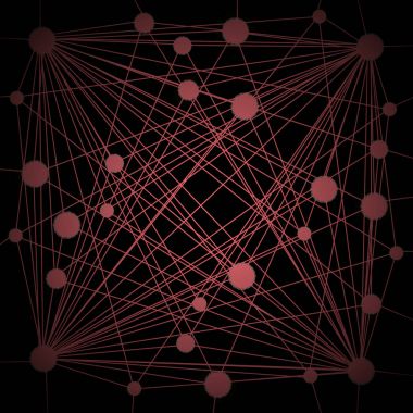 Karmaşık kahverengi daireler desen siyah kahverengi çizgilerle bağlı.