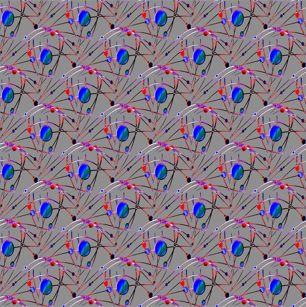 Απρόσκοπτη αποσιωπητικά μοτίβο μπλε πράσινο μωβ με κυματιστές γραμμές κόκκινο και μαύρο — Φωτογραφία Αρχείου