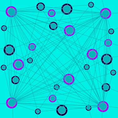 Karmaşık çemberler desen çizgileri turkuaz mor siyah ile bağlı