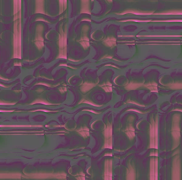Patrón de líneas onduladas regulares con elementos ovalados verde oscuro, violeta y púrpura desplazados . —  Fotos de Stock