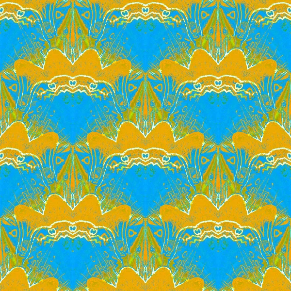 Формальний візерунок з хвилястими лініями помаранчевий і блакитний з білими контурами — стокове фото