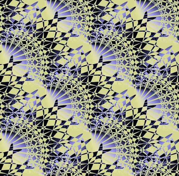 정기적인 복잡 팬 모양의 패턴 보라색 노란색과 검은색 대각선 — 스톡 사진