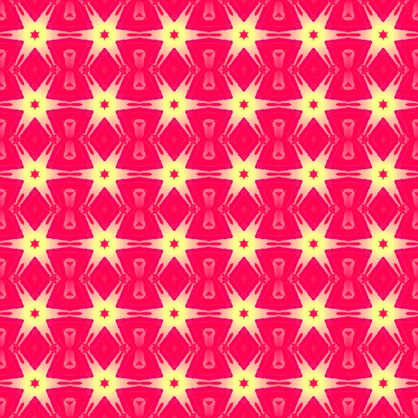 シームレスな正規星柄ピンク赤黄色 — ストック写真