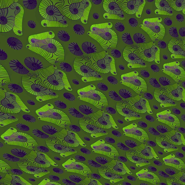 Komplizierte Spiralen Muster grün lila — Stockfoto