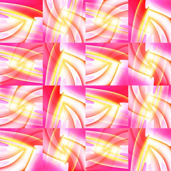 Intricate squares pattern yellow orange pink red violet shifted — Stock Photo, Image