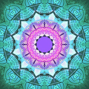 Düzenli soyut konsantrik çiçeği pembe mor mor turkuaz yeşil yuvarlak 