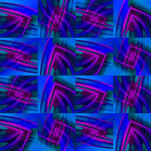 복잡 한 사각 패턴 블루 바이올렛 퍼플 그린 이동 — 스톡 사진