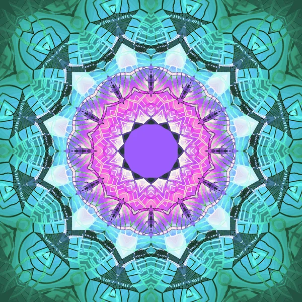 Düzenli soyut konsantrik çiçeği pembe mor mor turkuaz yeşil yuvarlak 