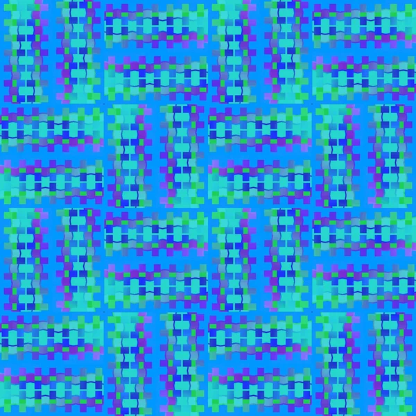 Regularne bezszwowe kwadraty i prostokąty, wzór turkusowy zielony fioletowy — Zdjęcie stockowe