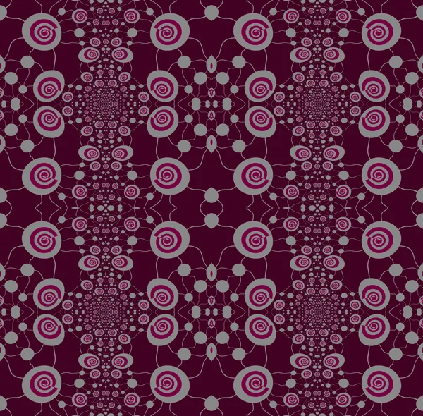 Ornamentos espirais sem costura regulares vermelho escuro violeta prata cinza verticalmente — Fotografia de Stock