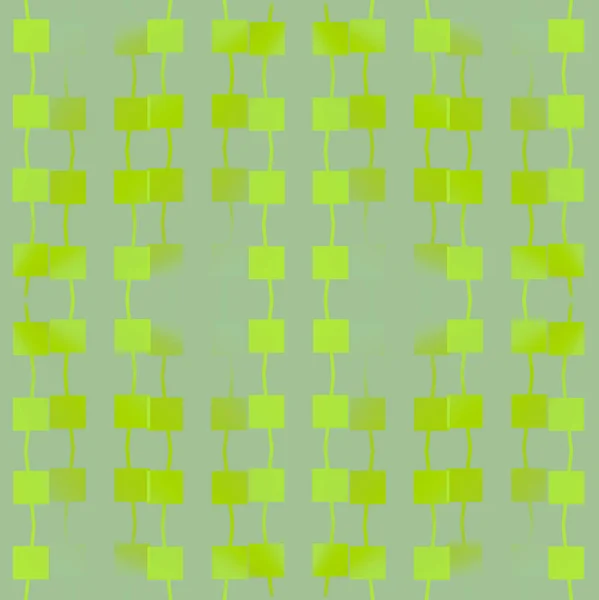 Regularnym kwadraty wzór wapnem wiggly linie cytryna i zielone światło na jasnozielony pionowo — Zdjęcie stockowe