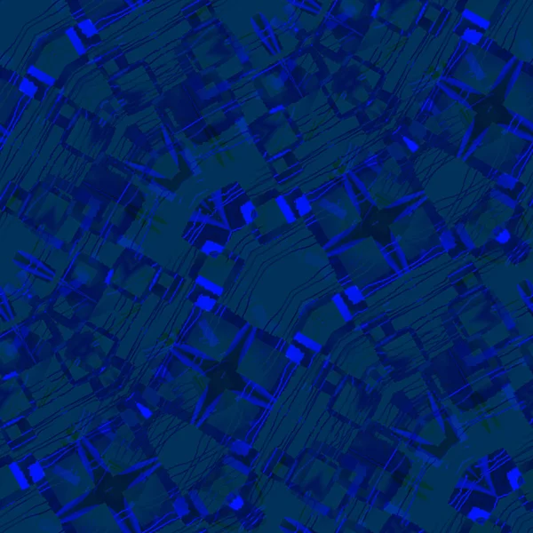 Intricate squares pattern with wavy lines dark blue dark gray black diagonally. — Stock Photo, Image