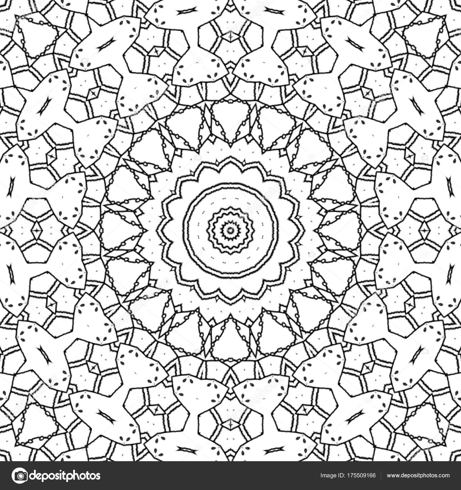 Abstract Kleurplaat Pagina Tekenen Monochroom Mandala Met Ster