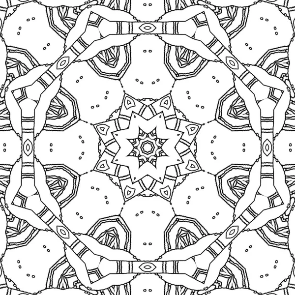 Página Para Colorear Abstracta Dibujo Mandala Monocromo Con Adorno Estrella — Foto de Stock