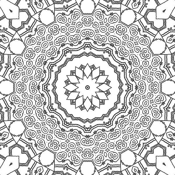 Página Para Colorear Abstracta Dibujo Mandala Monocromo Con Adorno Redondo — Foto de Stock