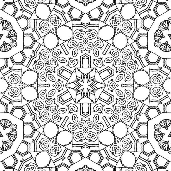 Abstract Coloring Page Drawing Monochrome Mandala Ornament Centered Star Oval — Stock Photo, Image