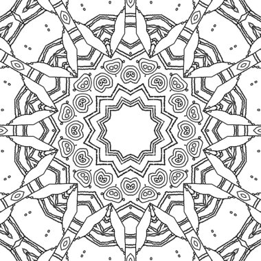 Çizim sayfası, boyama soyut. Tek renkli mandala yıldız süsleme, süslü ve rüya ile.