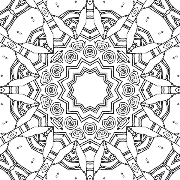 Abstract Kleurplaat Pagina Tekenen Monochroom Mandala Met Ster Sieraad Sierlijke — Stockfoto
