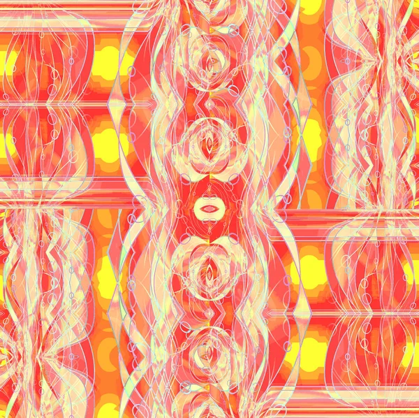 Abstrakter Geometrischer Hintergrund Aufwändige Futuristische Ornamente Rosa Gelb Orange Und — Stockfoto