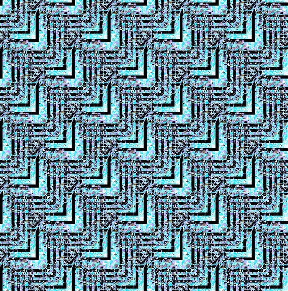 Абстрактный Геометрический Бесшовный Фон Обычный Зигзагообразный Рисунок Бирюзовый Черный Фиолетовый Стоковое Фото
