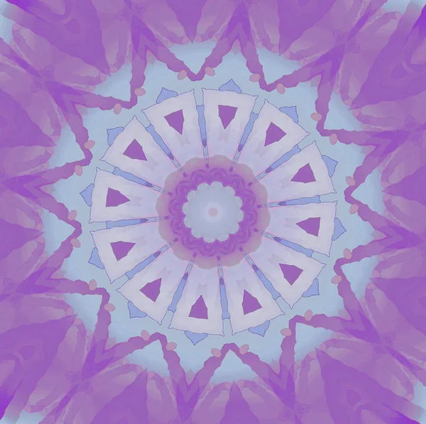 Fond Géométrique Abstrait Centré Ornement Étoile Régulière Violet Bleu Pastel — Photo