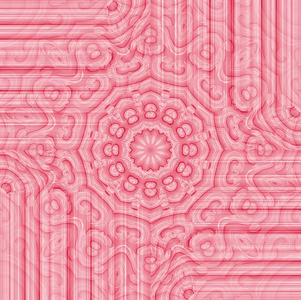 Abstract Geometrische Gecentreerd Één Achtergrondkleur Regelmatige Ronde Bloemen Sieraad Roze — Stockfoto
