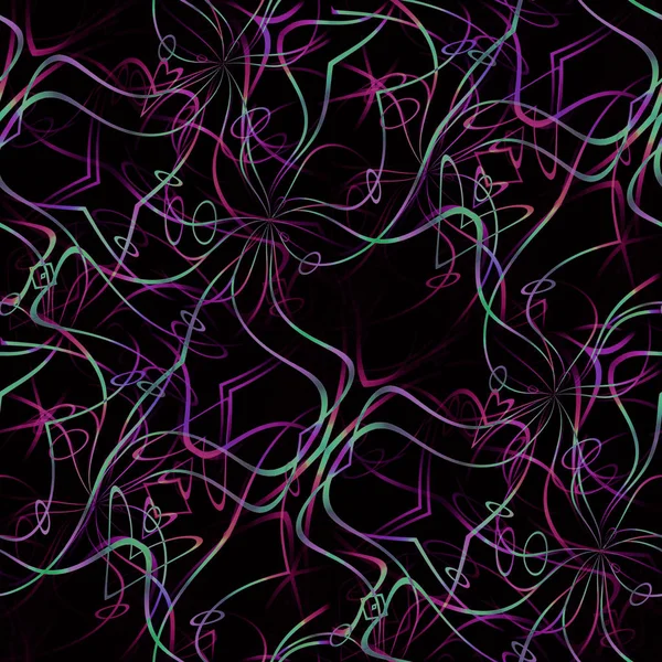 Fundo Escuro Geométrico Abstrato Intricate Linhas Onduladas Elipses Padrão Violeta — Fotografia de Stock