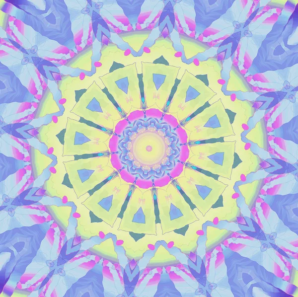 Fond Géométrique Abstrait Centré Ornement Rond Régulier Bleu Pastel Violet — Photo
