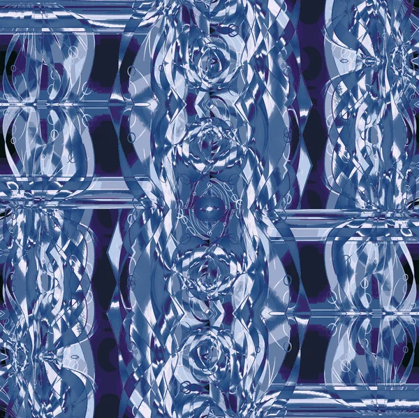 Fundo Geométrico Abstrato Enfeites Futuristas Intricados Azul Cinza Preto Deslocado — Fotografia de Stock