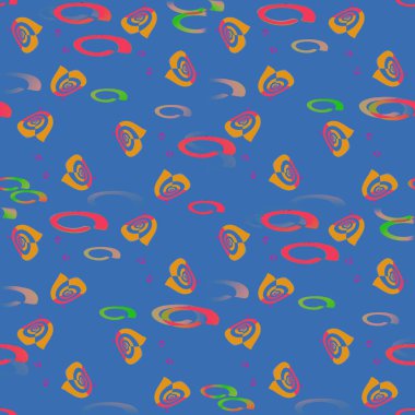 Soyut geometrik arka plan çok renkli. Düzenli elipsler ve spiraller desen turuncu, kırmızı, ışık yeşil ve bej mavi.